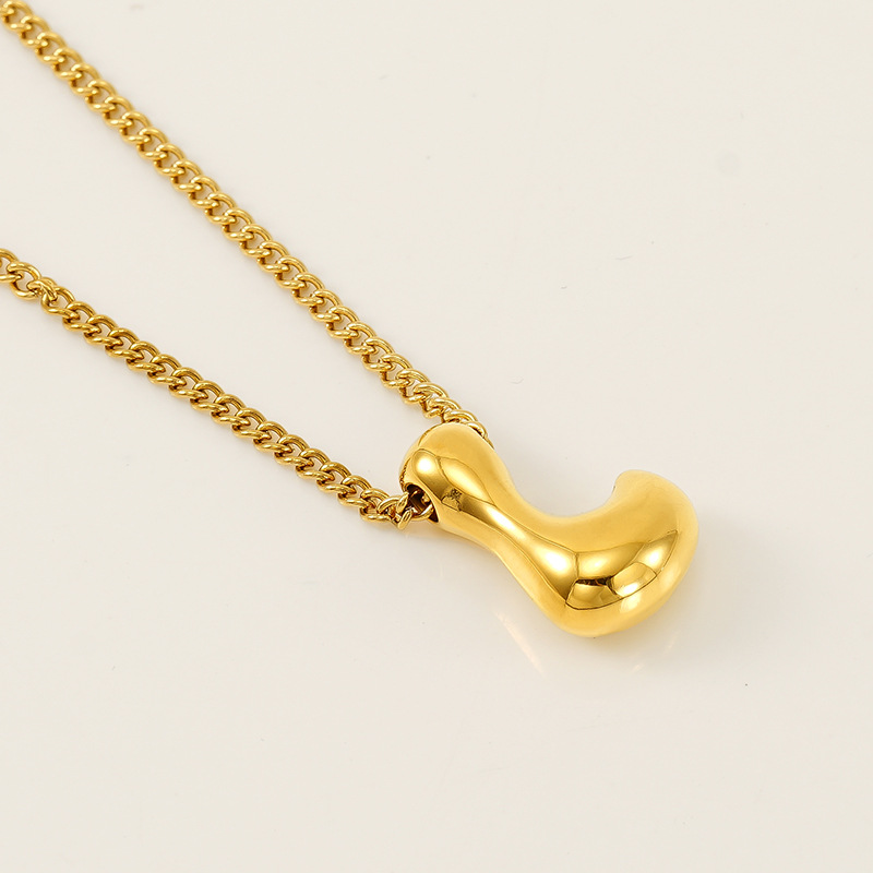 Gold color / 1 Piece Simple Series Daily Letter L Titanium Steel  Gold Color Unisex Pendant Necklaces Picture12